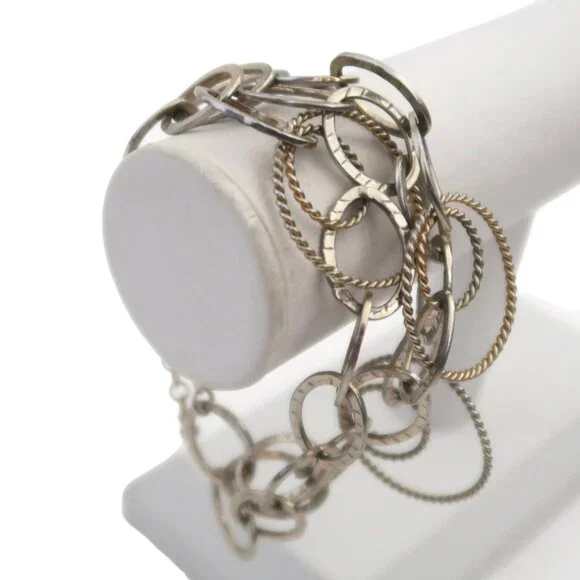 vtg KENDRA SCOTT textured two tone rings bracelet RARE - Picture 3 of 6